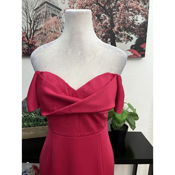 Fashion Nova Women Maxi Dress - Fuchsia Size M Off Shoulder Hidden Back zipper - Picture 4 of 11